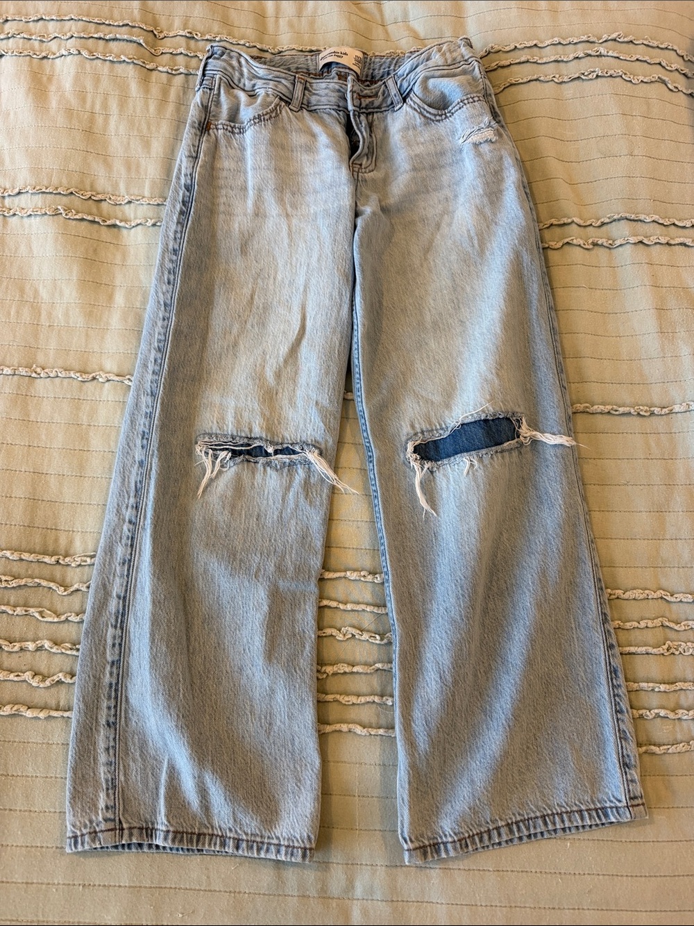Light Blue SUPER SOFT Distressed by Wide-Leg GIRLS Jeans
